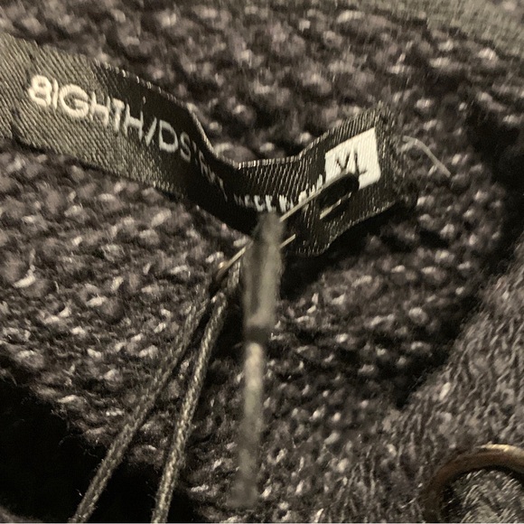 NEW! 8IGHTH DSTRKT Black Hoodie Shirt Size XL Worn Torn Look style. - Picture 5 of 9